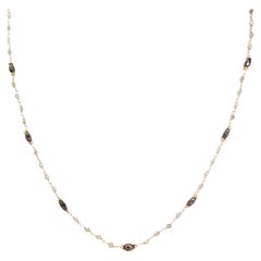 18" Natural Brown and Grey Diamond (7.00 Carat) Necklace in 14 Karat Yellow Gold