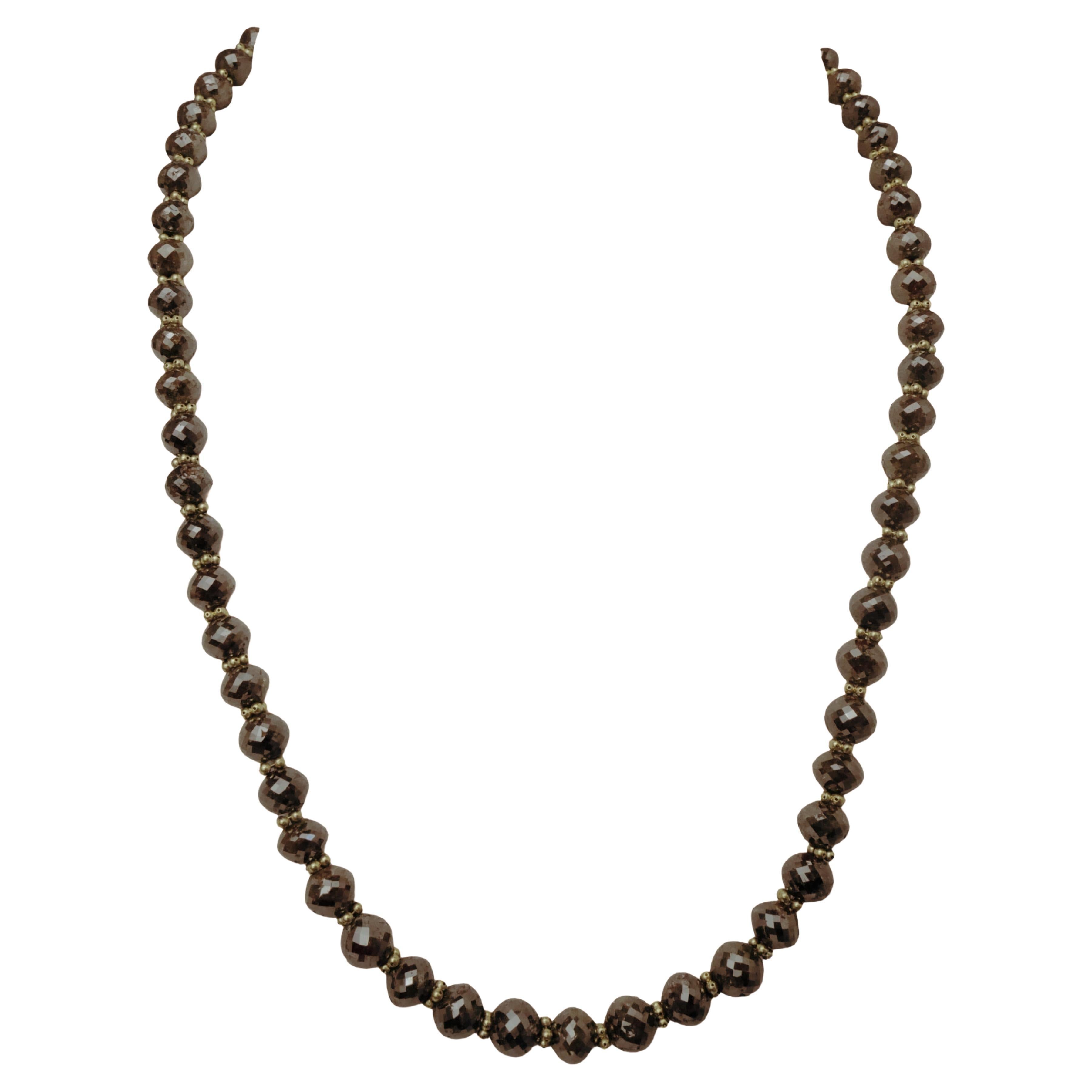 Collier de 18" en or jaune 14K contenant des diamants bruns naturels (145,00ct)