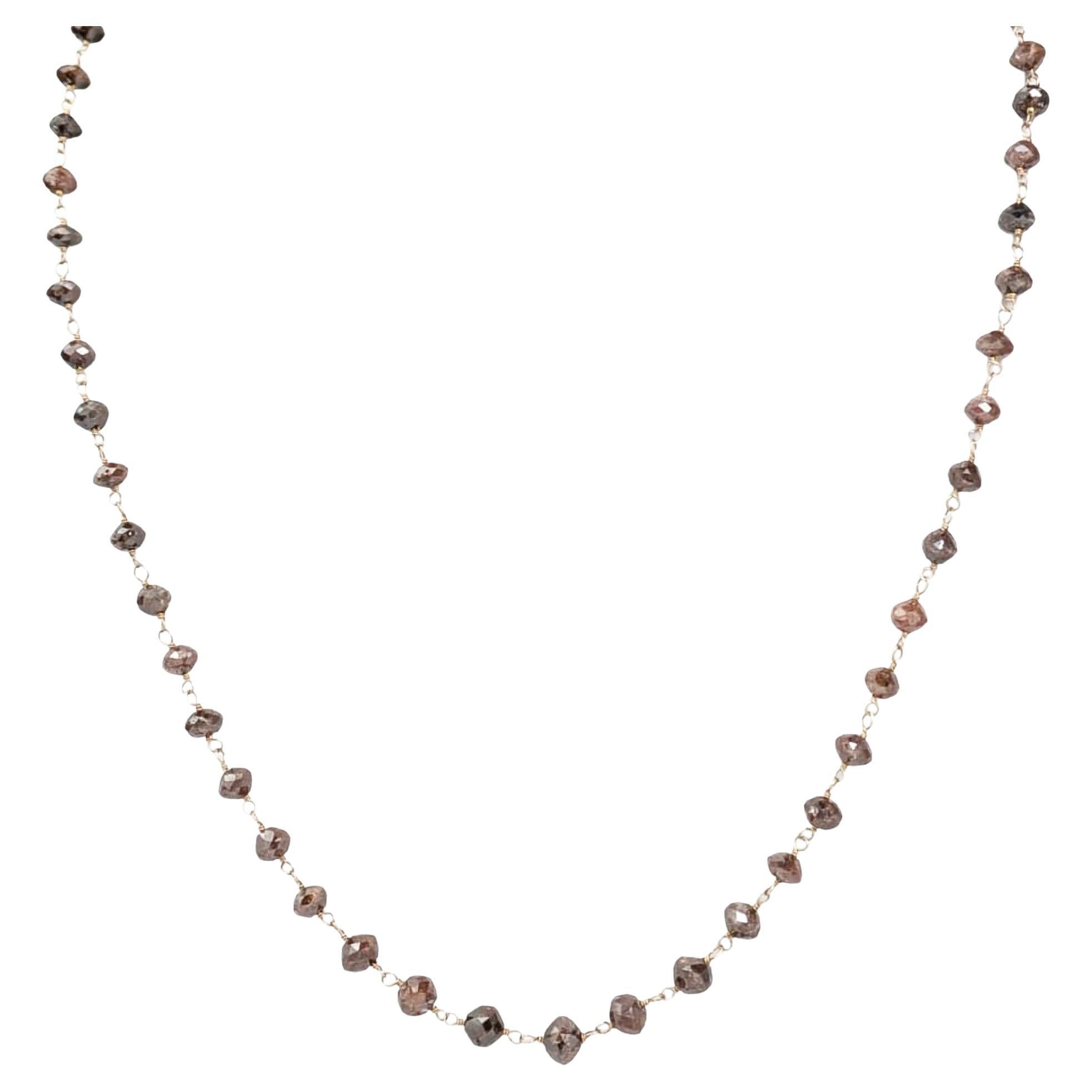 18" Natural Brown Diamond (30.00 Carat) Necklace in 14 Karat Yellow Gold