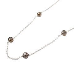 Vintage 18" Natural Brown Diamond (7.50 Carat) Necklace in 18 Karat White Gold