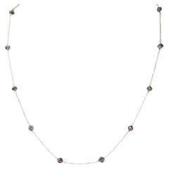 18" Natural Brown Diamond (7.50 Carat) Necklace in 18 Karat White Gold
