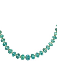 18" Natural Emerald Bead Strand Necklace in 14K Yellow Gold