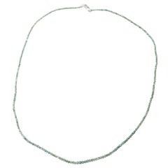 Vintage 18" Natural Green Diamond(13.00 Carat) Necklace in 14 Karat White Gold