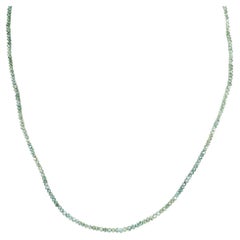 Vintage 18" Natural Green Diamond(13.00 Carat) Necklace in 14 Karat White Gold