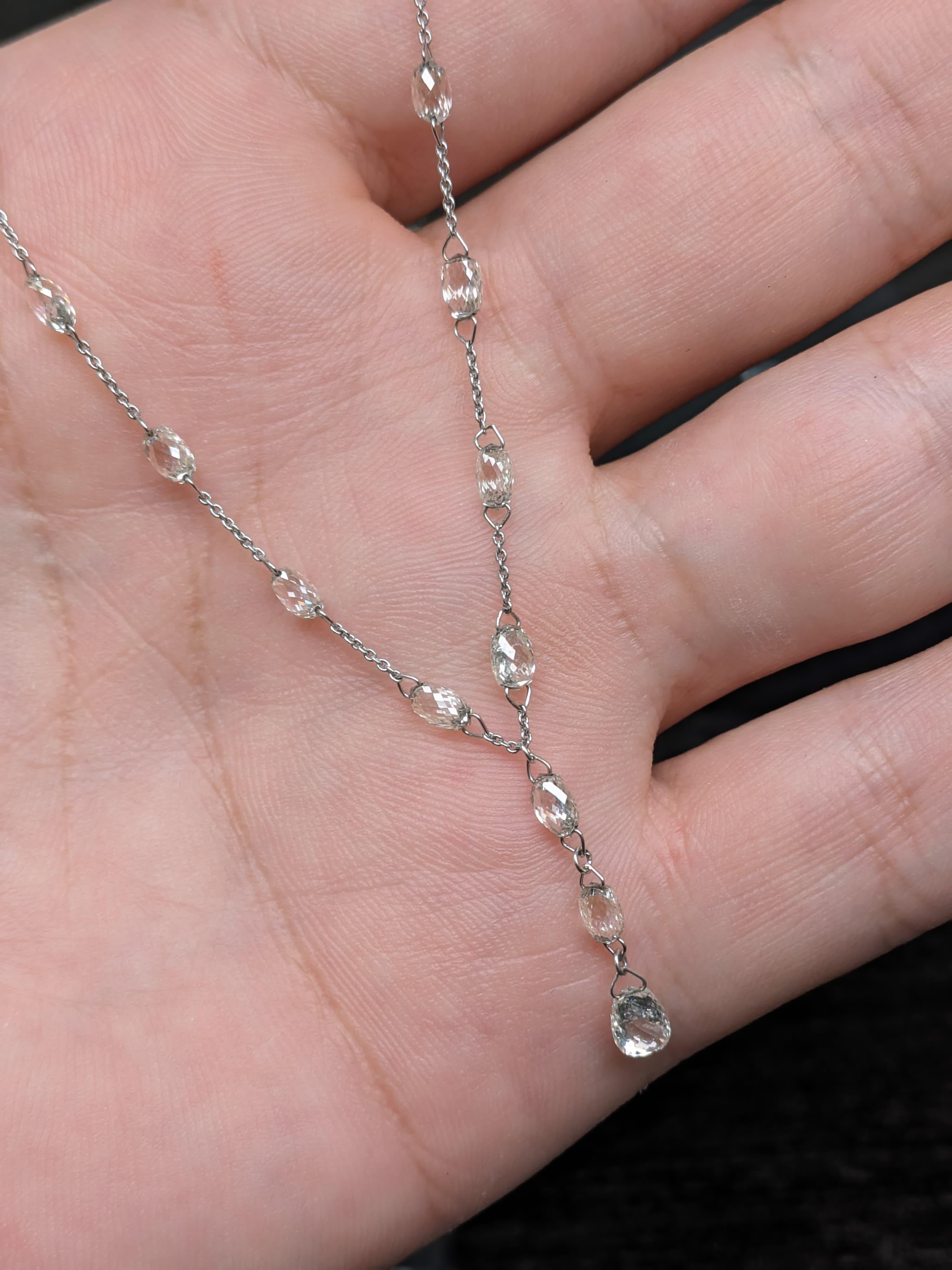 Perlina Collana a goccia con diamante bianco naturale (10,00ct) da 18