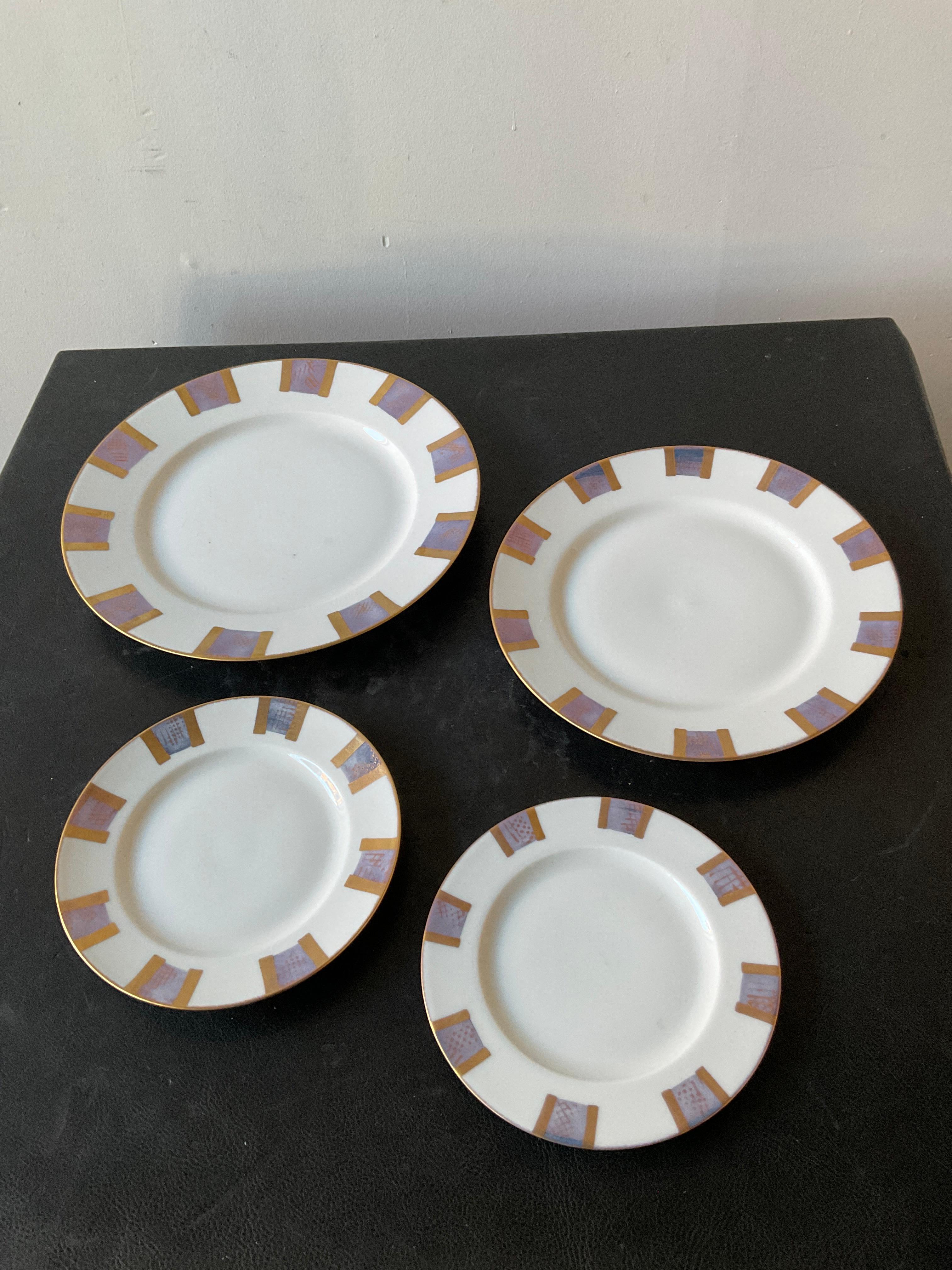 Porcelain 18 Pieces Of Variations Grand Bleu Puiforcat Dishes