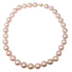 18" Rosa Süßwasserperlen Strang Halskette in 14 Karat Gelbgold
