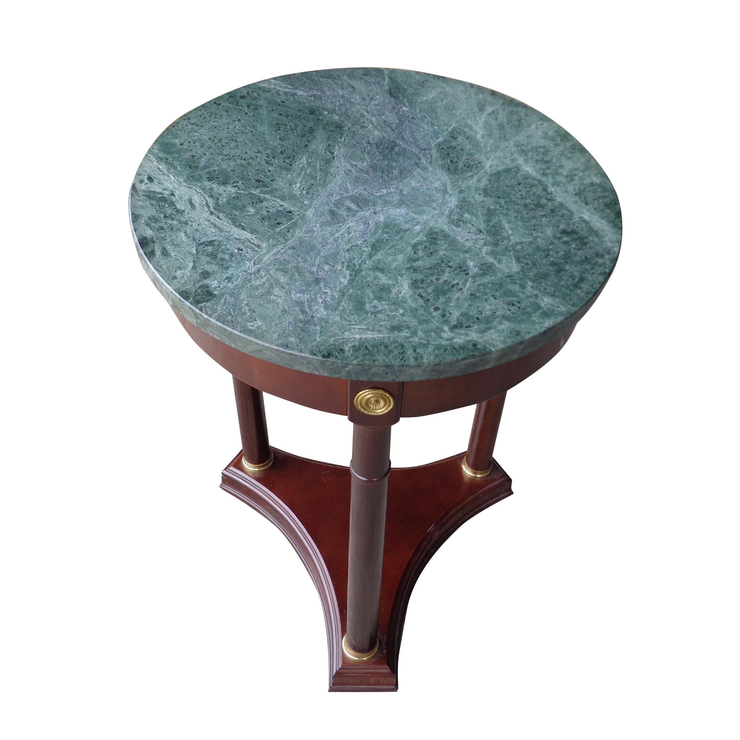 green marble side table