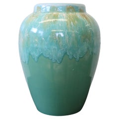 Robinson Ransbottom Roseville Style Green Drip Jardinière Planter Vase