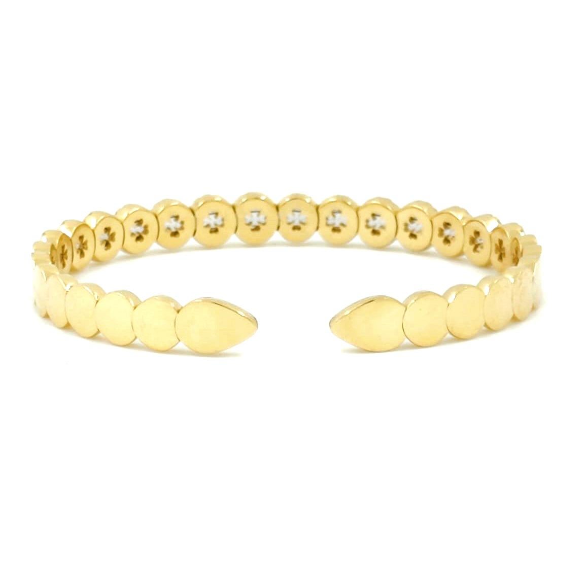 Offener Manschettenarmreif aus 18 Karat Gelbgold mit 1,68 Karat Diamanten im Rosenschliff Damen