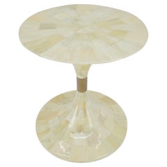 18" Round top Mother Of Pearl Veneer Tulip Base Side End Table Stand MINT