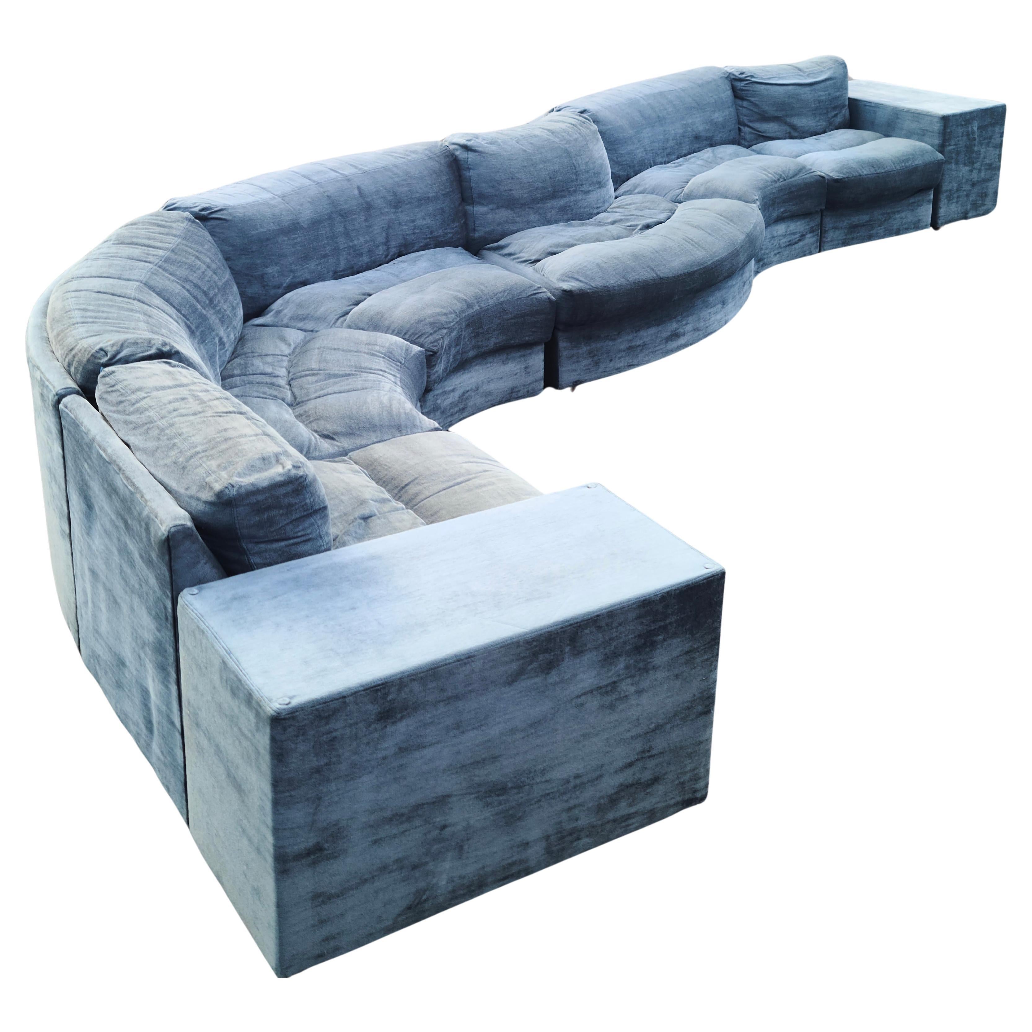 Please feel free to reach out for efficient shipping quote to your location.

Eight Piece Serpentine Sectional Sofa.
Made for Englander's Detroit.
Englander's was a modern furniture store in the 
Detroit area which sold the coolest modern available