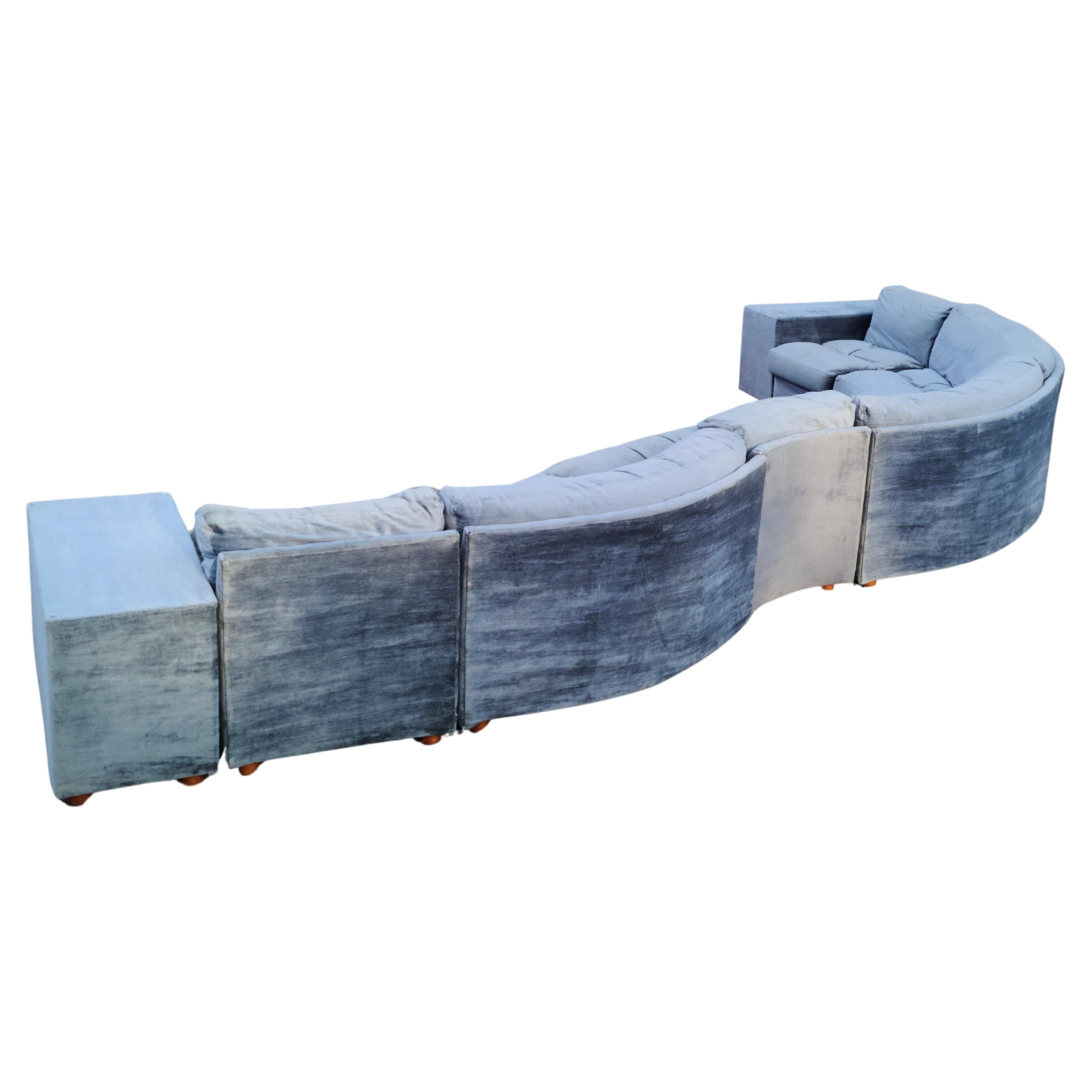 Fabric 18' Serpentine Sectional Sofa Englander's in the Style of Milo Baughman