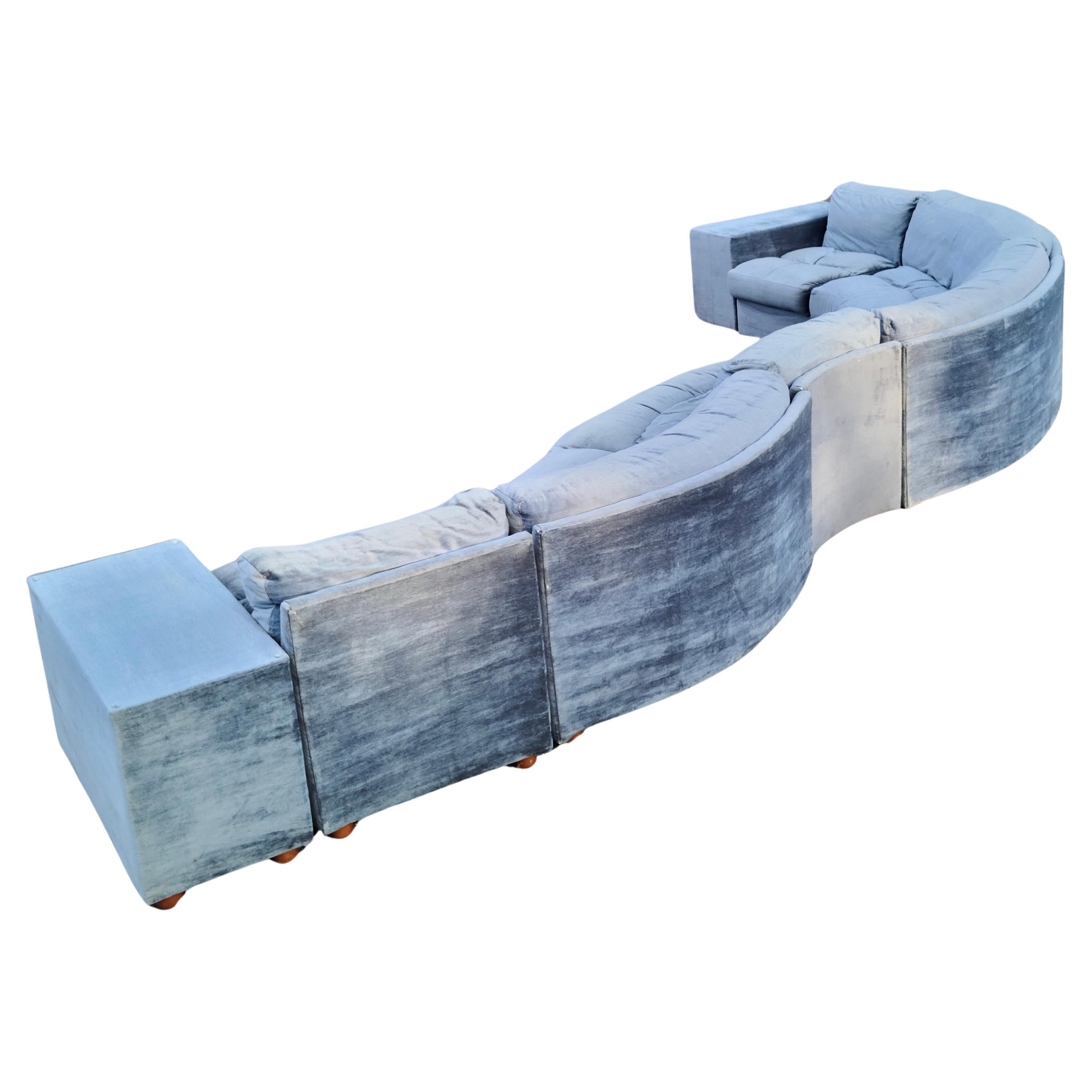 18' Serpentine Sectional Sofa Englander's in the Style of Milo Baughman 1