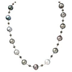 18" Tahiti-Perle & natürlicher schwarzer Diamant (14,00ct) Halskette aus 14K Gelbgold