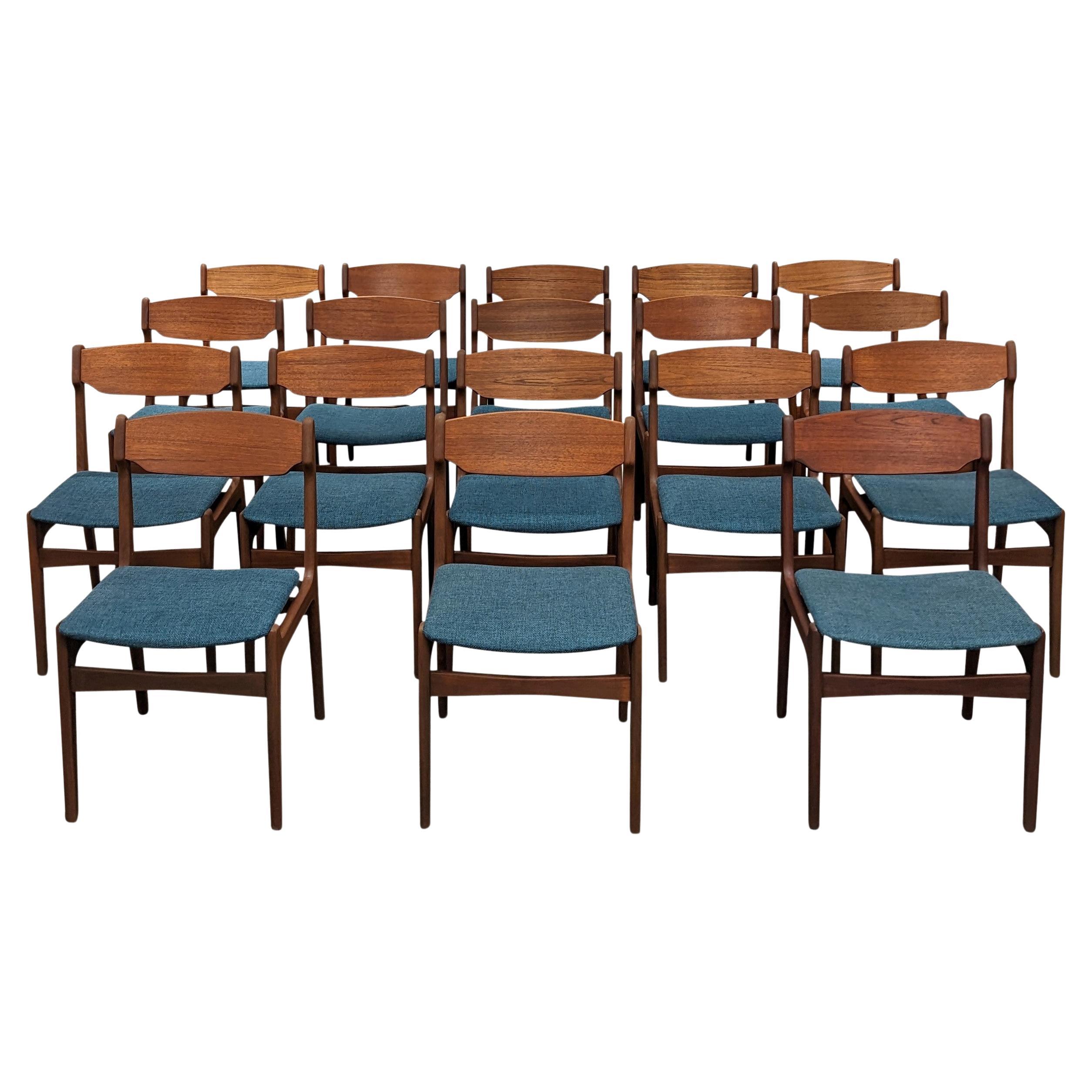 18 Teak Dining Chairs, 012360f Vintage Danish Midcentury For Sale at 1stDibs