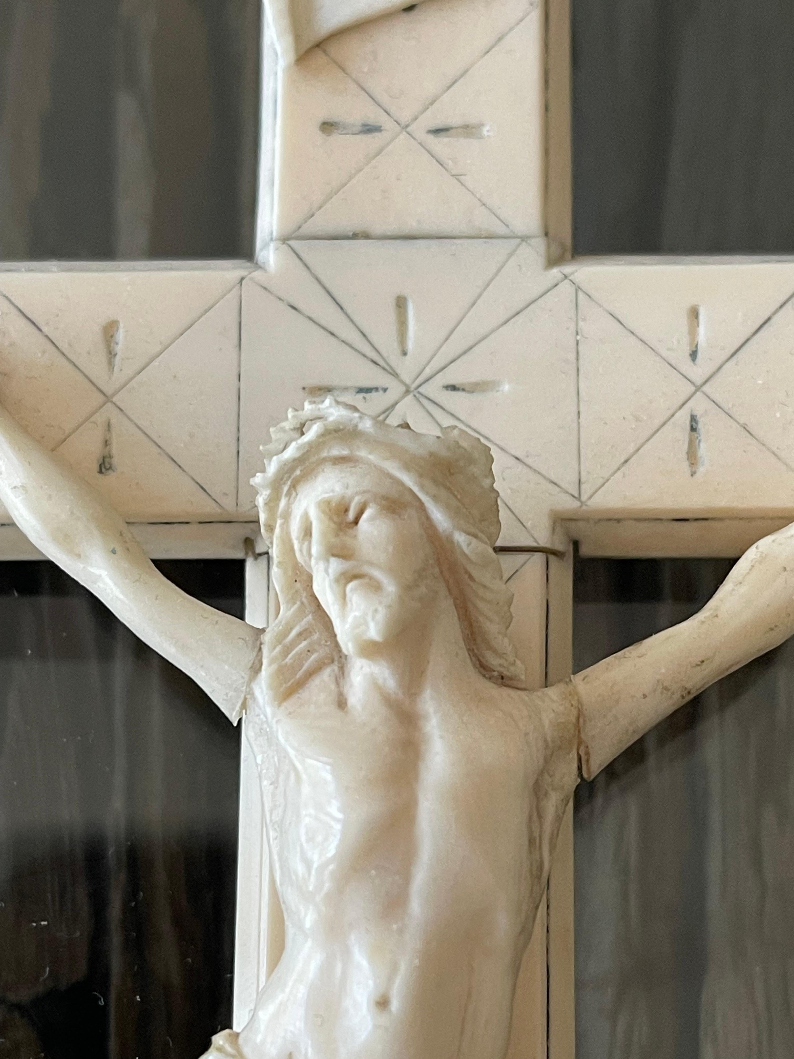 Early 19th Century 18 th c Italian Bone Crucifixion Religious Sculpture For Sale