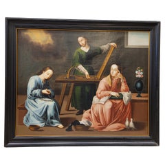 Antique 18th Century Colonial Painting , Oil on Canvas" The Nazareth Atelier"
