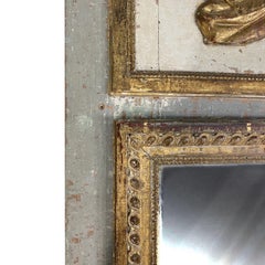 18th Century French Louis XVI Painted and Gilded Wooden Trumeau Mirror