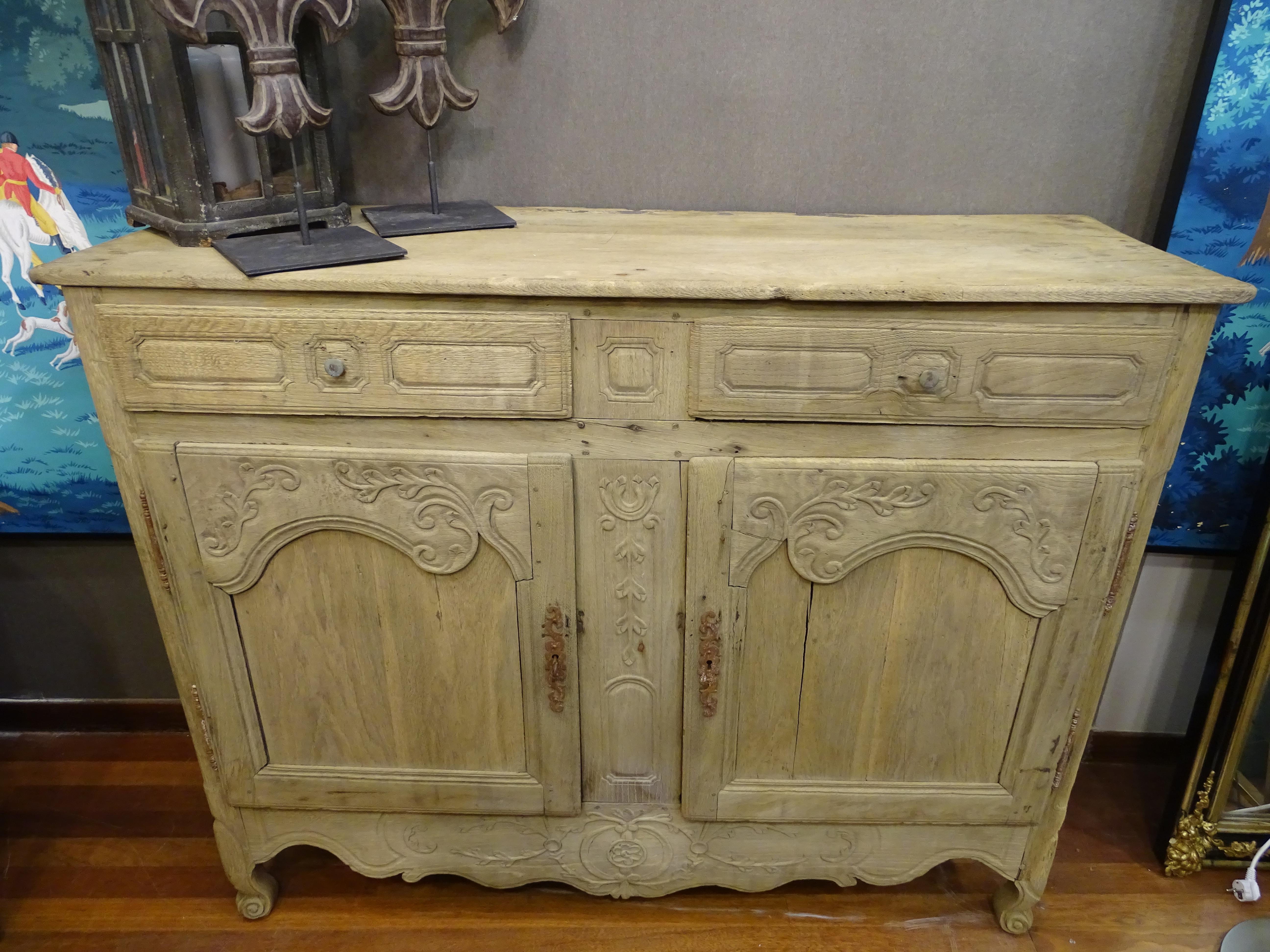 French Provincial 18th Century French Washed Oak Buffet, Credenza, Provenzal