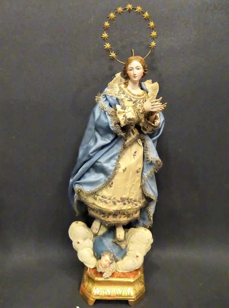 18th Century Italy Virgin Sculpture from a Nativity Scene For Sale 12