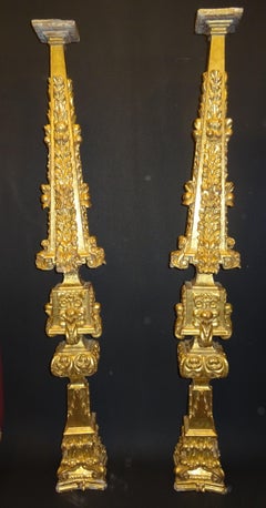18. Jahrhundert Spanisch Barock geschnitzt und vergoldet Holz Paar von Pilaster
