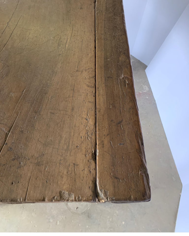 18th Century Spanish Walnut Table With Iron Stretcher For Sale 6