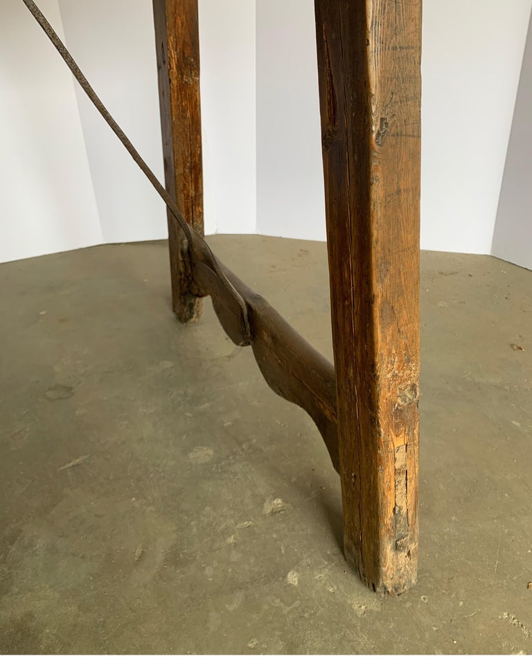 18th Century and Earlier 18th Century Spanish Walnut Table With Iron Stretcher For Sale