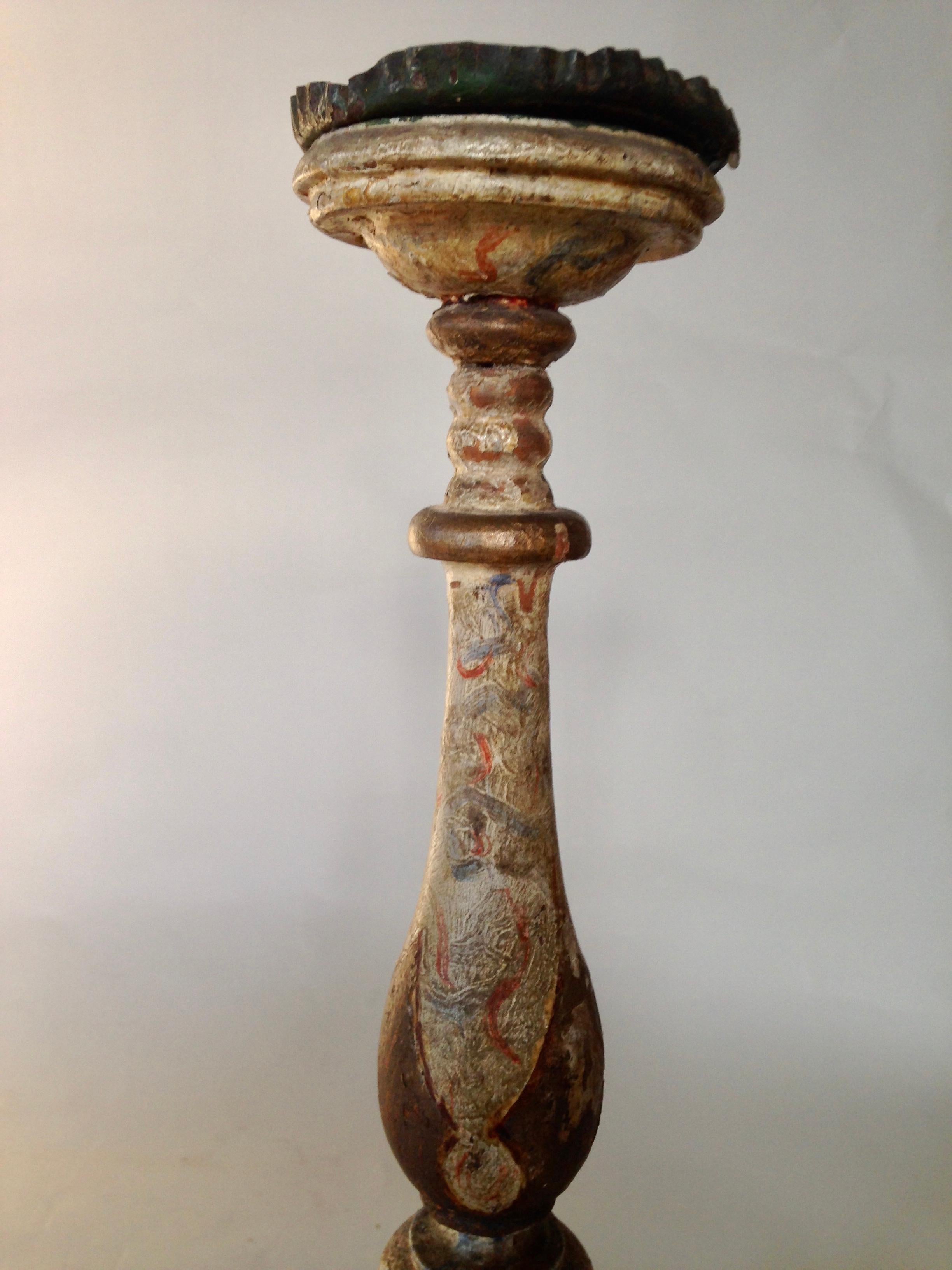 Metal 18th Century, Wooden, Church Candelabras For Sale