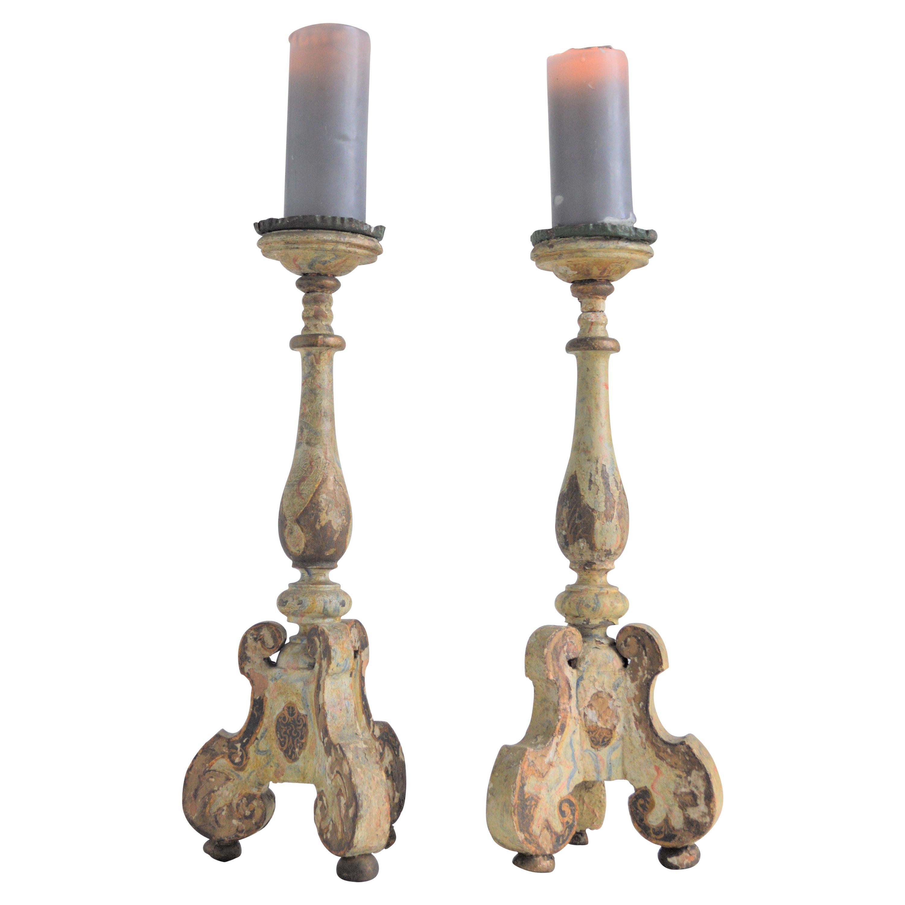 18th Century, Wooden, Church Candelabras For Sale