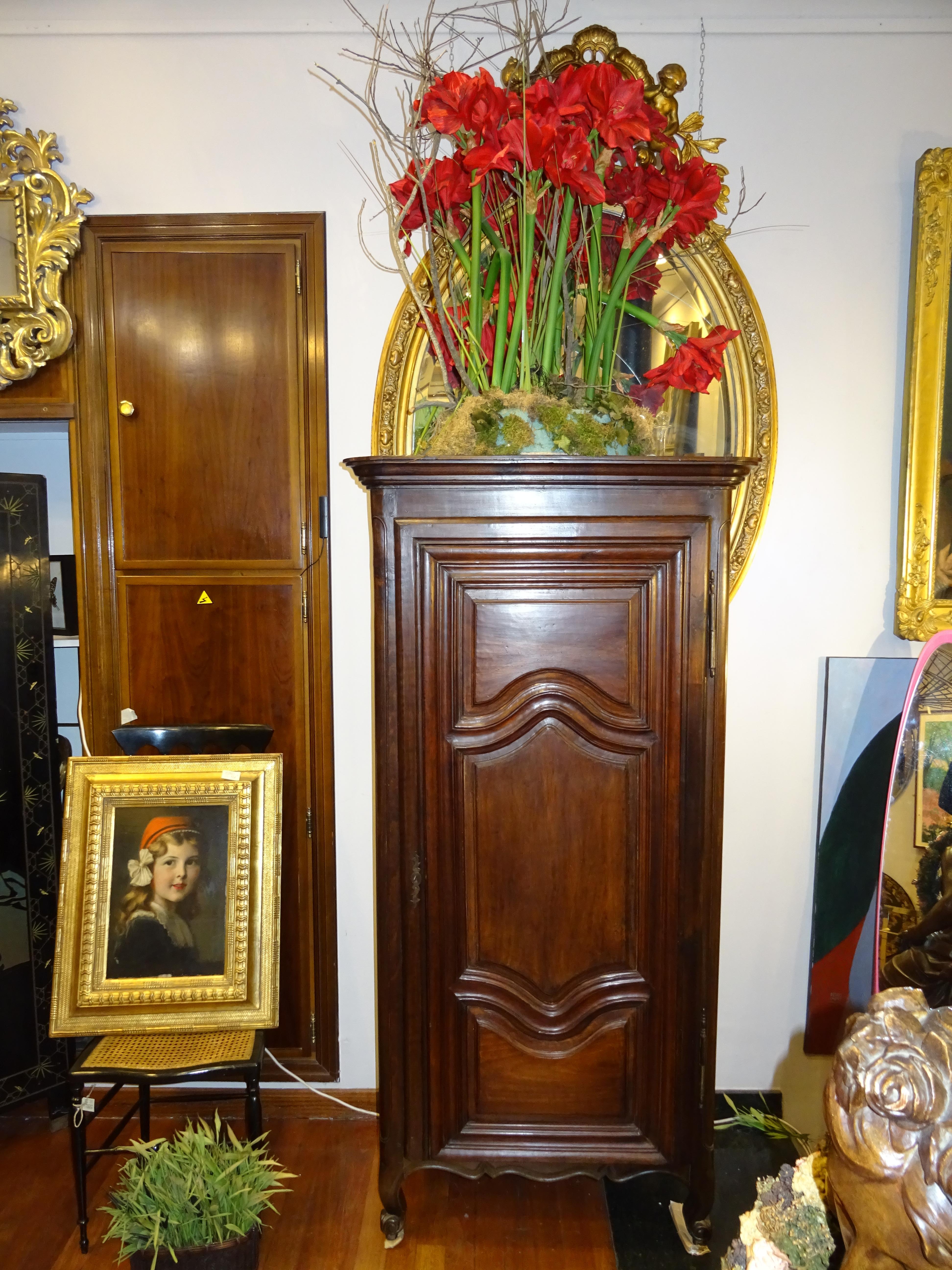 French Provincial wood Cupboard, armoire , Bonnetiére