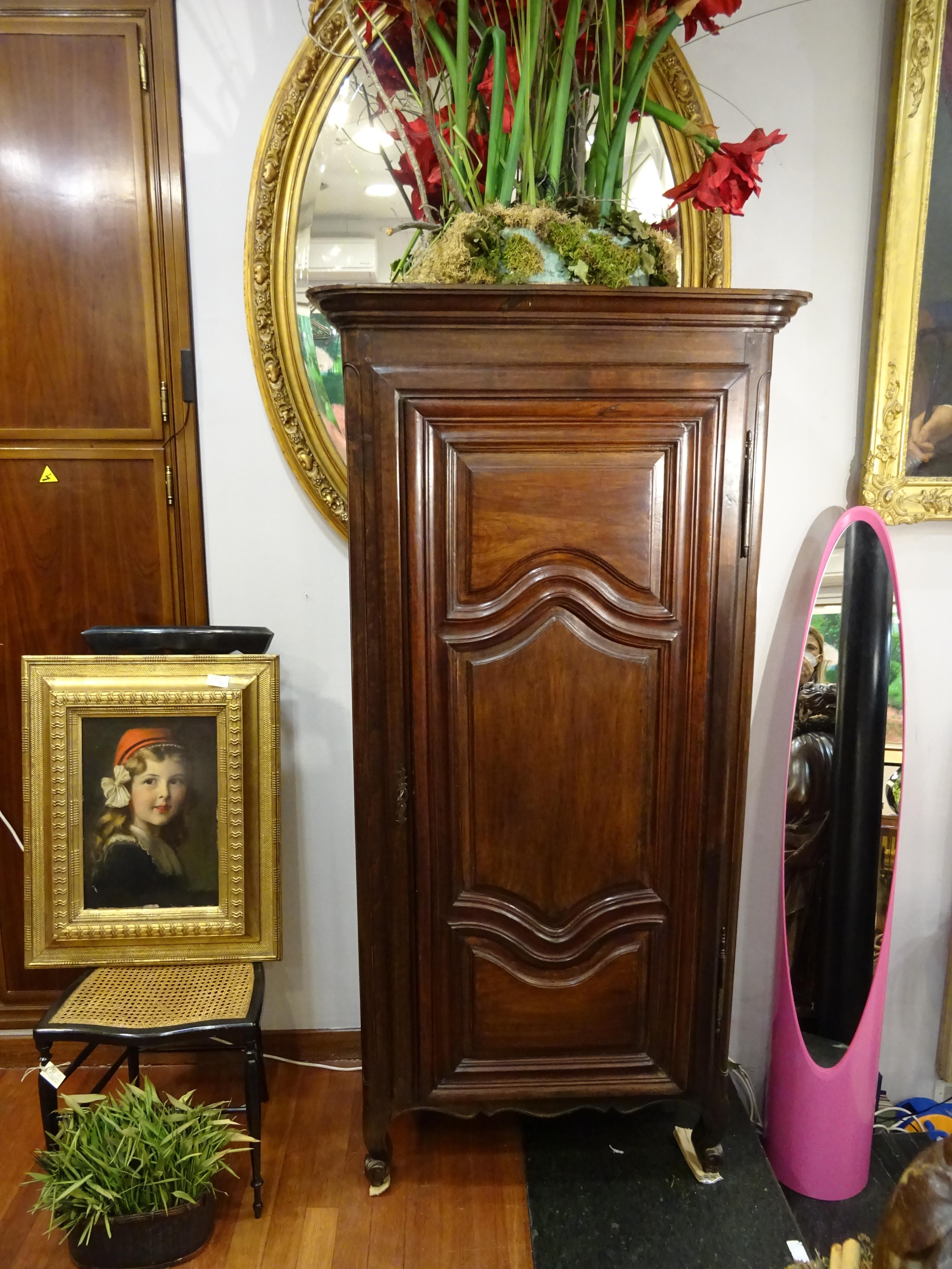 Hand-Carved French Provincial wood Cupboard, armoire , Bonnetiére