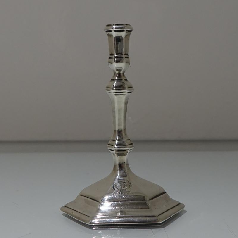 Early 18th Century Antique George I Sterling Silver Taper Stick London 1722 Richard Bayley For Sale
