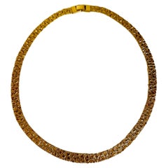 18" Retro 7.5 mm Gold Plate Nugget Style Flat Chain Choker Necklace