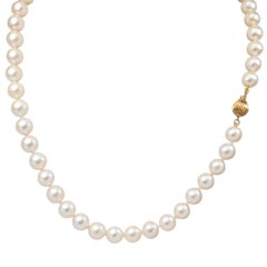 Vintage 18" Akoya Cultured Pearl Necklace with 14K Yellow Goldfill Clasp