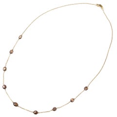 Vintage 18K Yellow Gold Tincup Necklace with 8.91ct Brown Diamonds. 18"