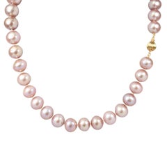 Vintage 18-Inch Purple Freshwater Pearl Necklace with 14K Goldfill Clasp