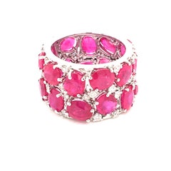18 White Gold Diamonds and Ruby Eternity Ring Made in Italy with Box