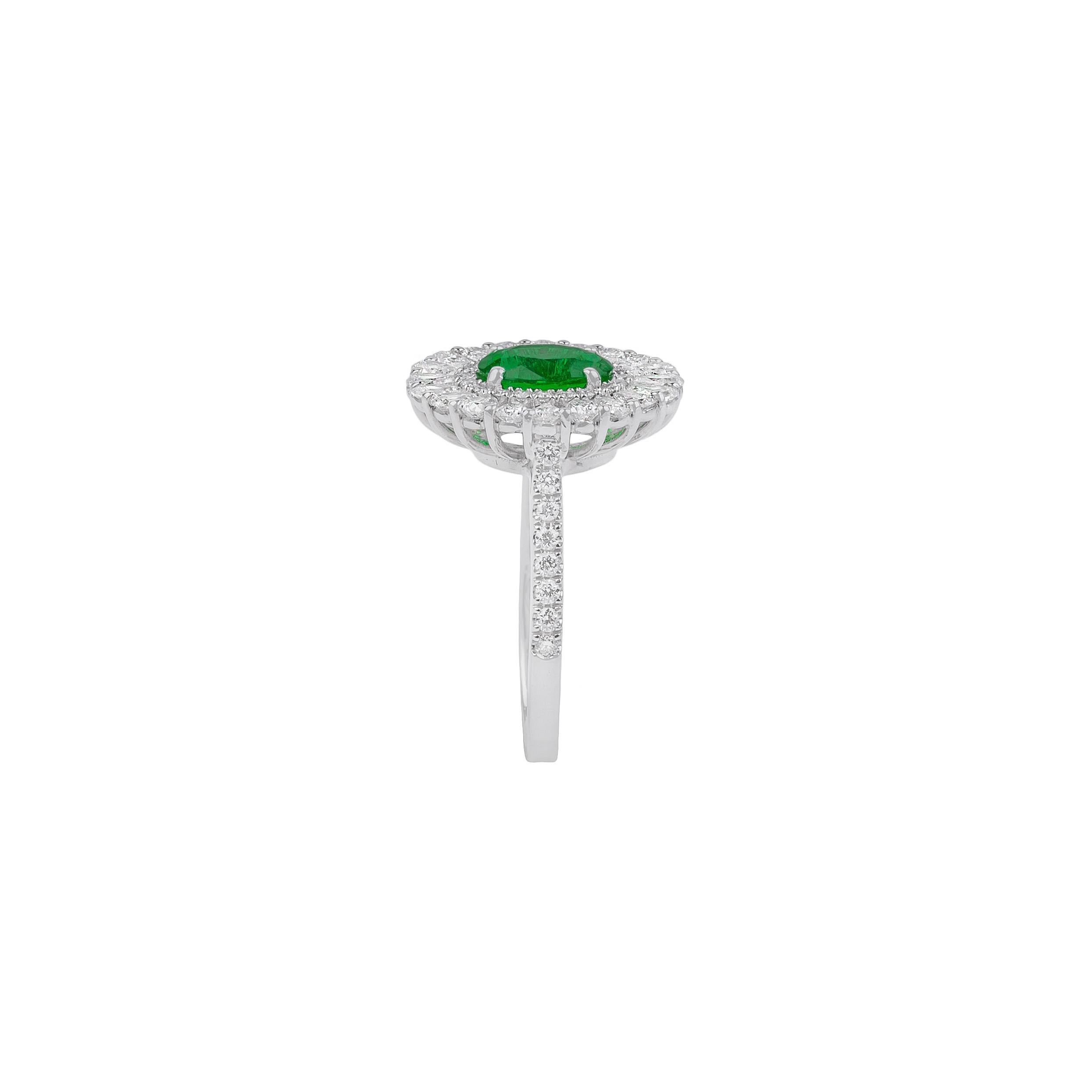 For Sale:  18 White Gold, Emerald and White Diamonds Ring 4