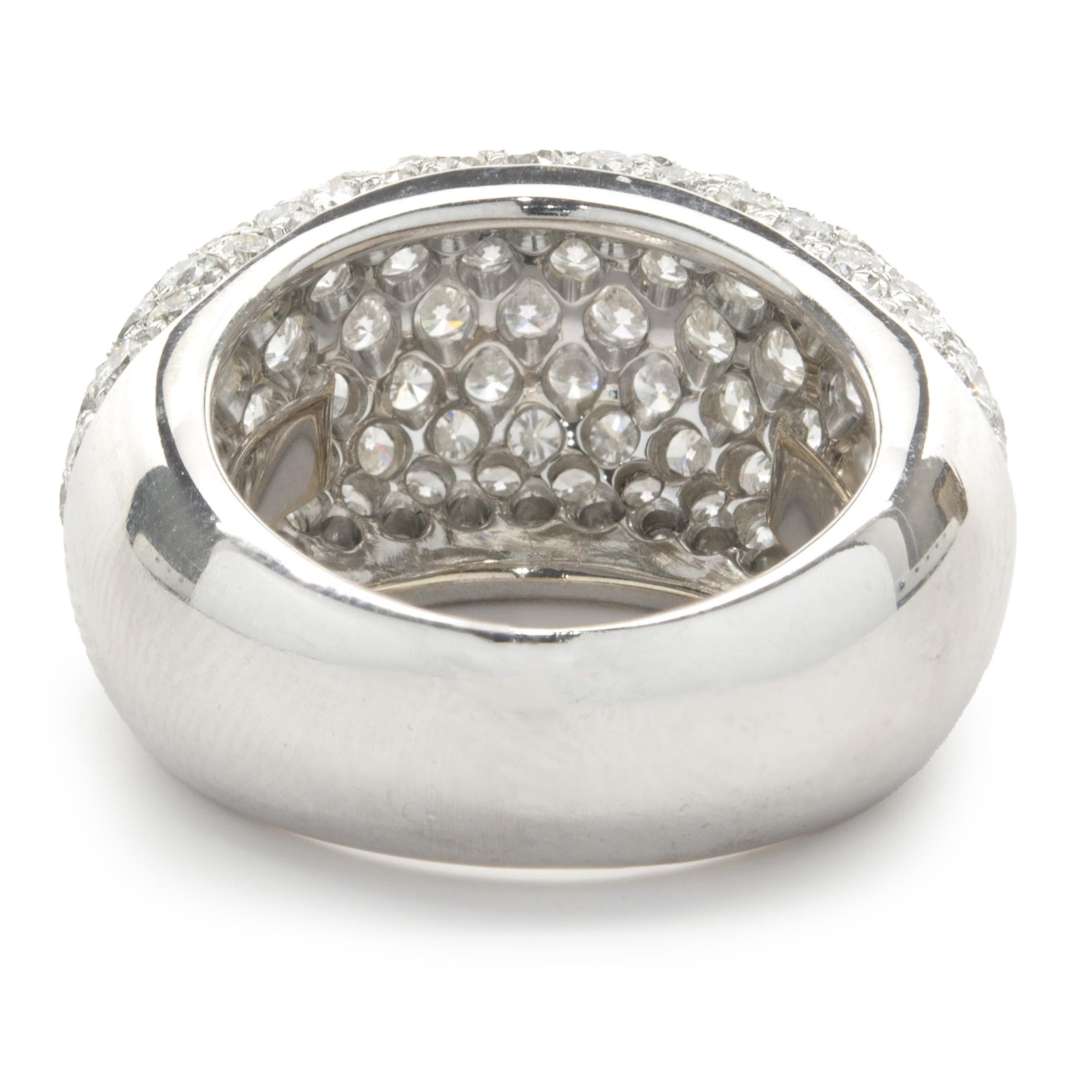 Round Cut 18 White Gold Pave Diamond Dome Ring