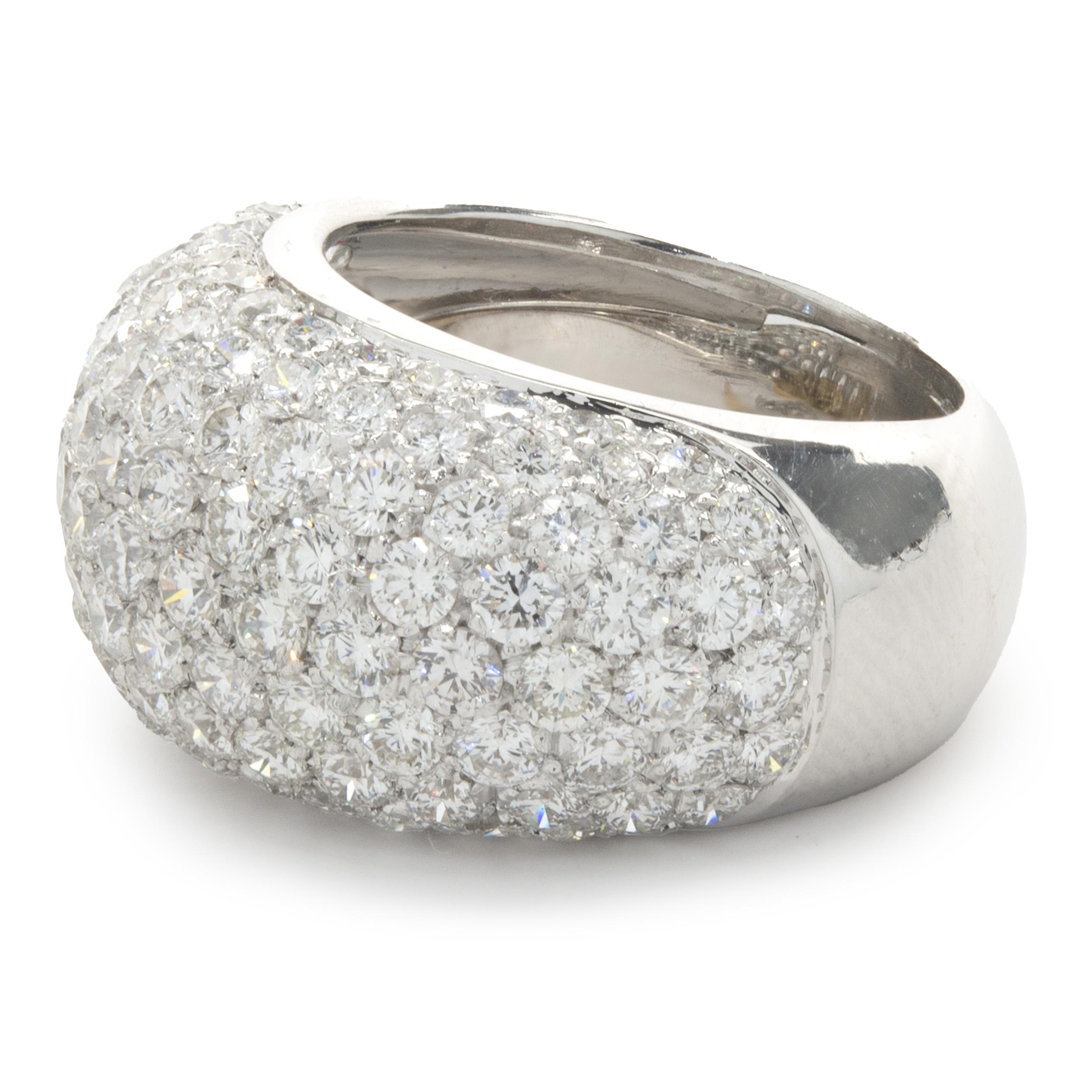18 White Gold Pave Diamond Dome Ring In Excellent Condition For Sale In Scottsdale, AZ