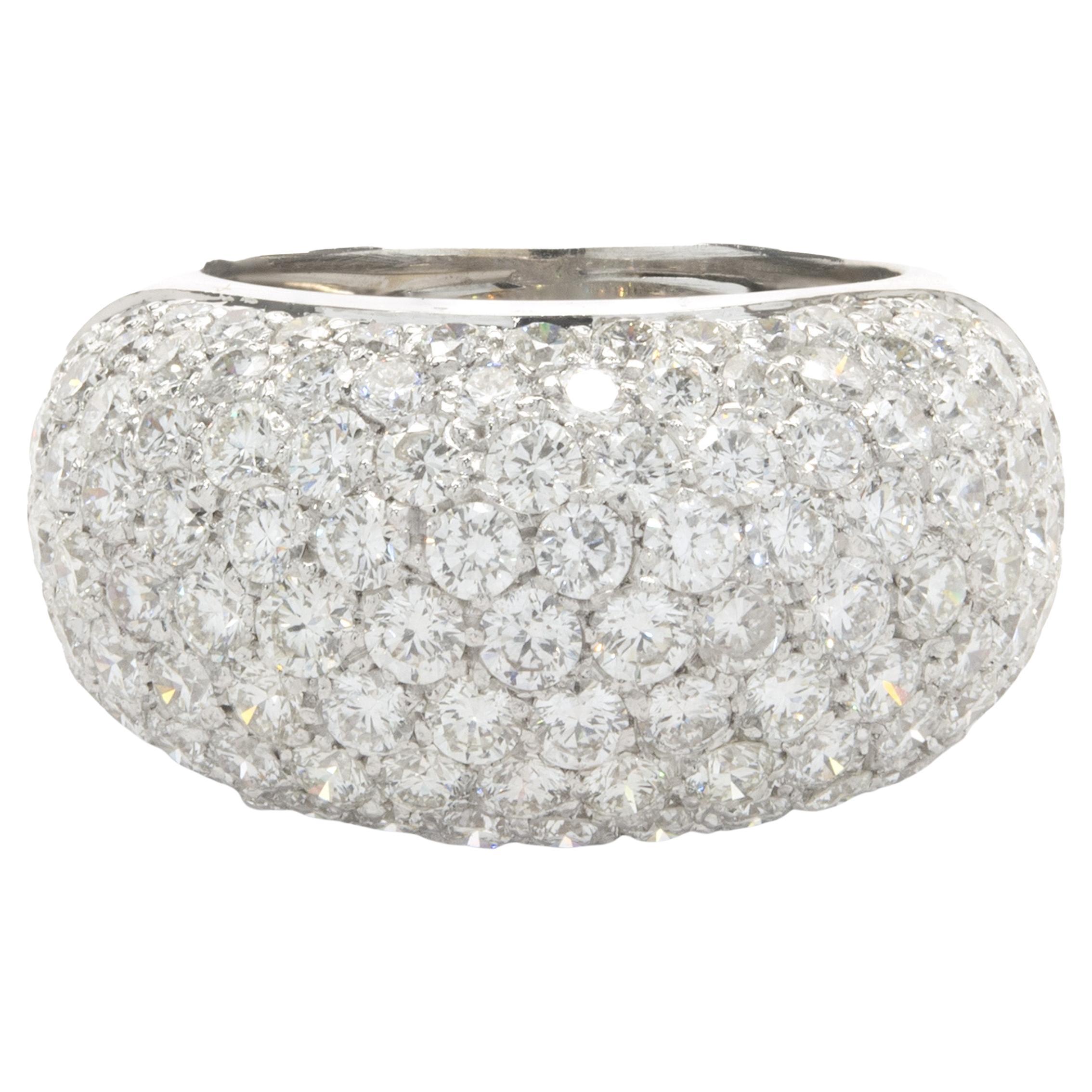 18 White Gold Pave Diamond Dome Ring For Sale