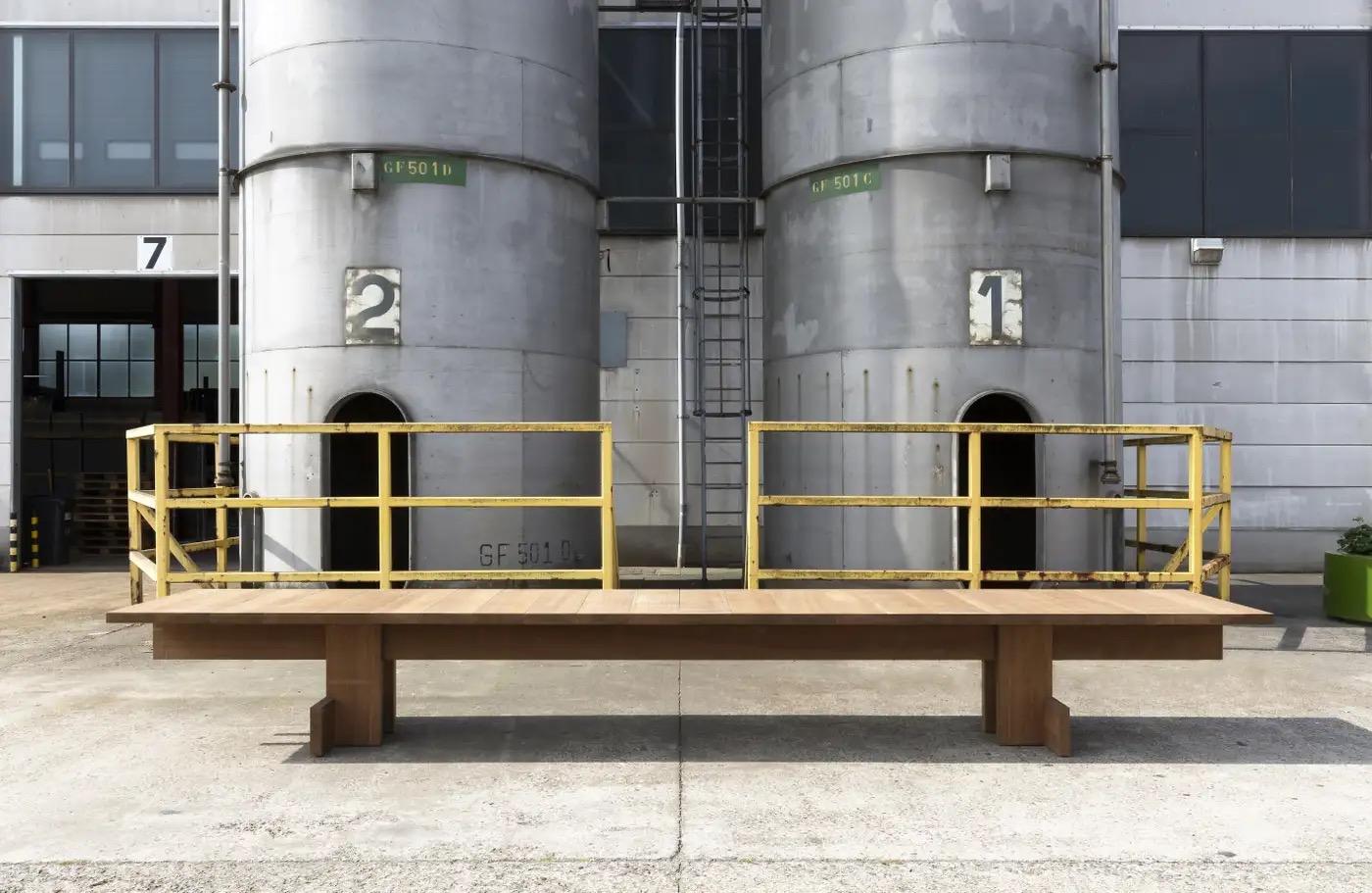 18' Wide Indoor/Outdoor Brutalist Wood Dining Table Belgian en vente 5