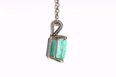 1.80-Carat 14K Real Green Emerald Cut Classic Solitaire Gold Pendant