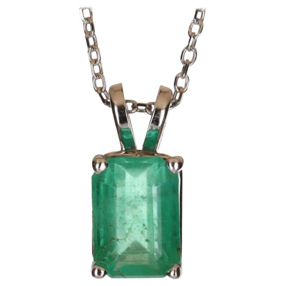 Sapphire Necklace 14K Gold Emerald Cut Sapphire .40 Carat Pendant For ...