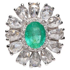 1.80 Carat Antique Style Emerald ring 14 Karat White Gold