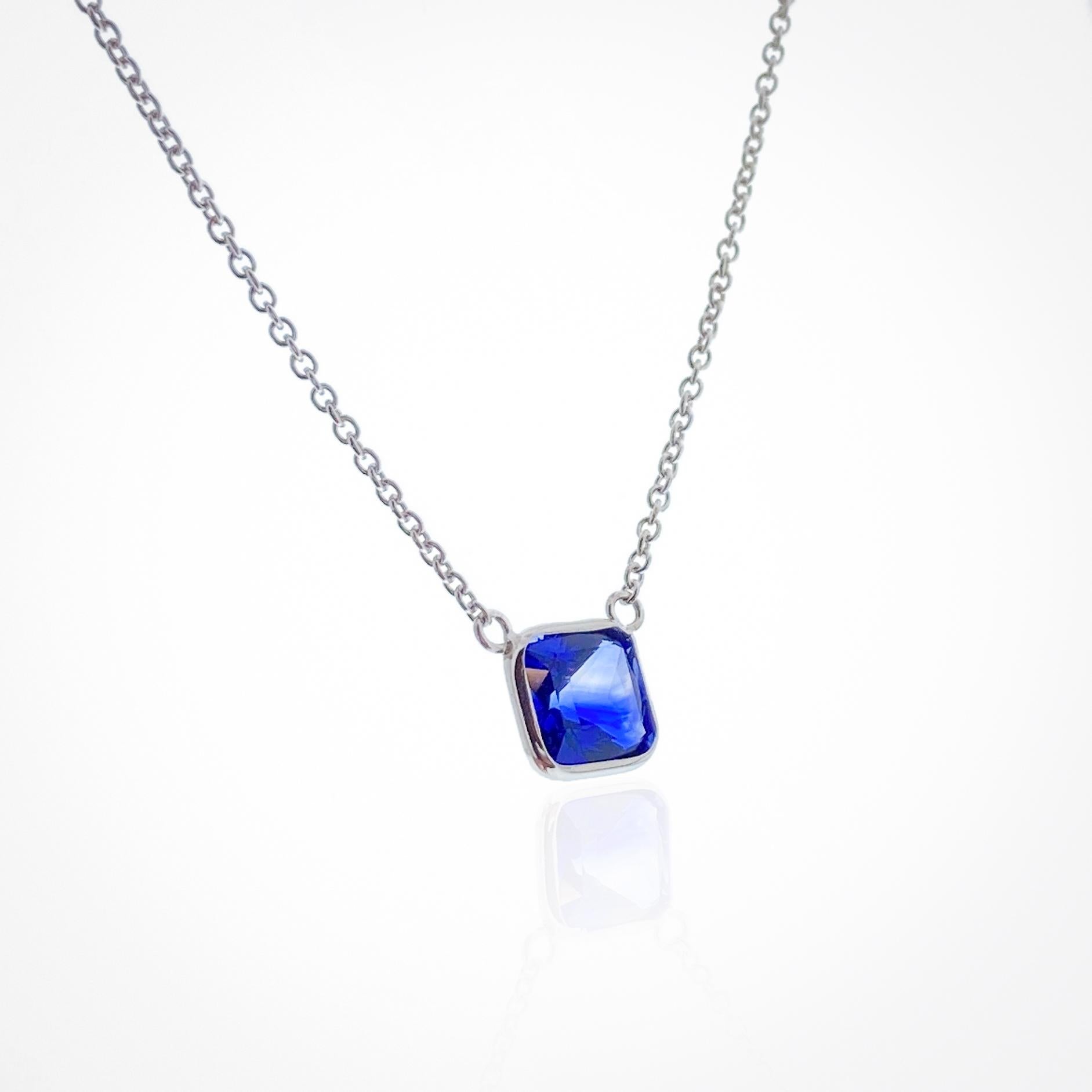 This necklace features an octagonal-cut (often referred to as 