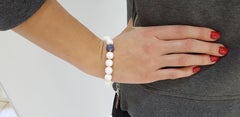 1.80 Carat Blue Sapphire 18 Kt Gold Bespoke Ceramic Tresor Paris Bead Bracelet