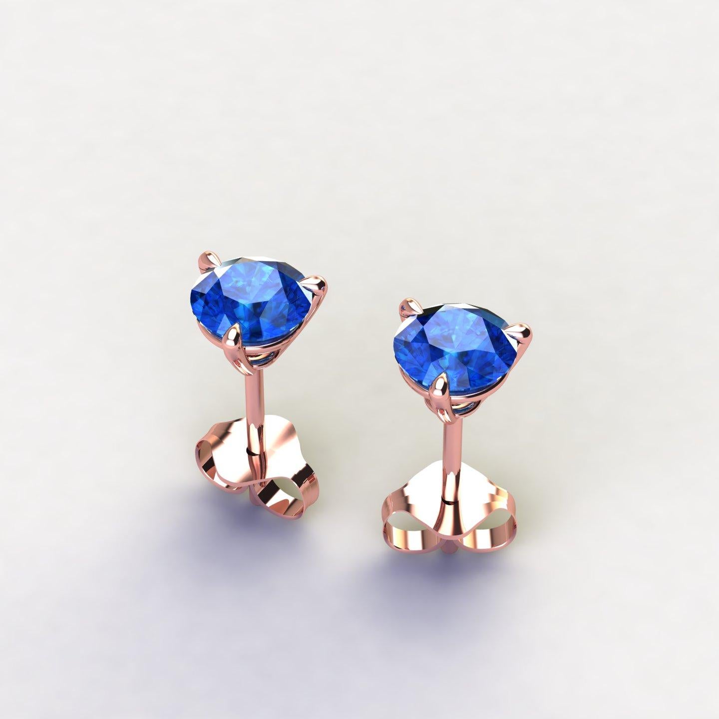 1.80 Carat Blue Sapphires Martini Ear Studs 18K Rose Gold, made in New York City with the best Italian craftsmanship,

Perfect gift for any woman and every age, easy to wear from the office to a special evening out.

