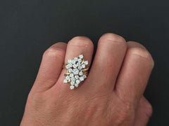 1.80 Carat Brilliant Cut Diamond Cluster Ring 14K Yellow Gold